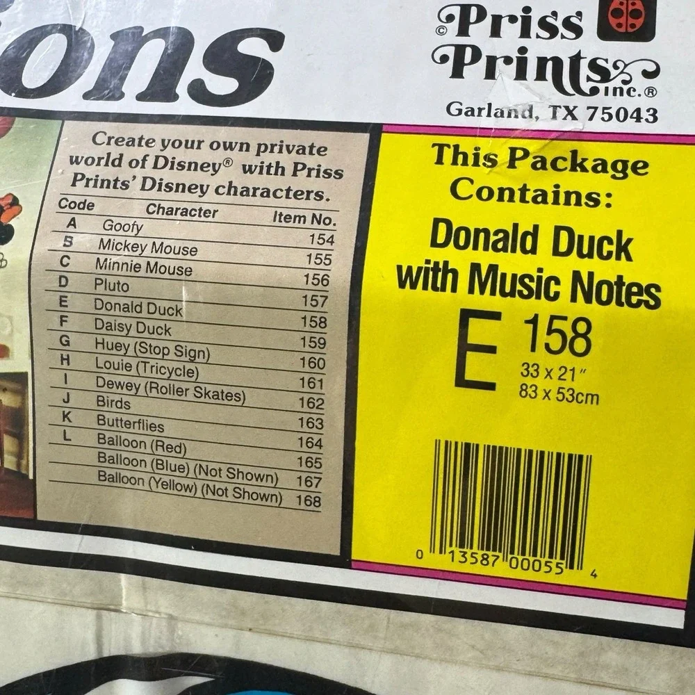 Vintage Disney Donald Duck Wall Decal Room Decor Priss Prints Rare New Old Stock